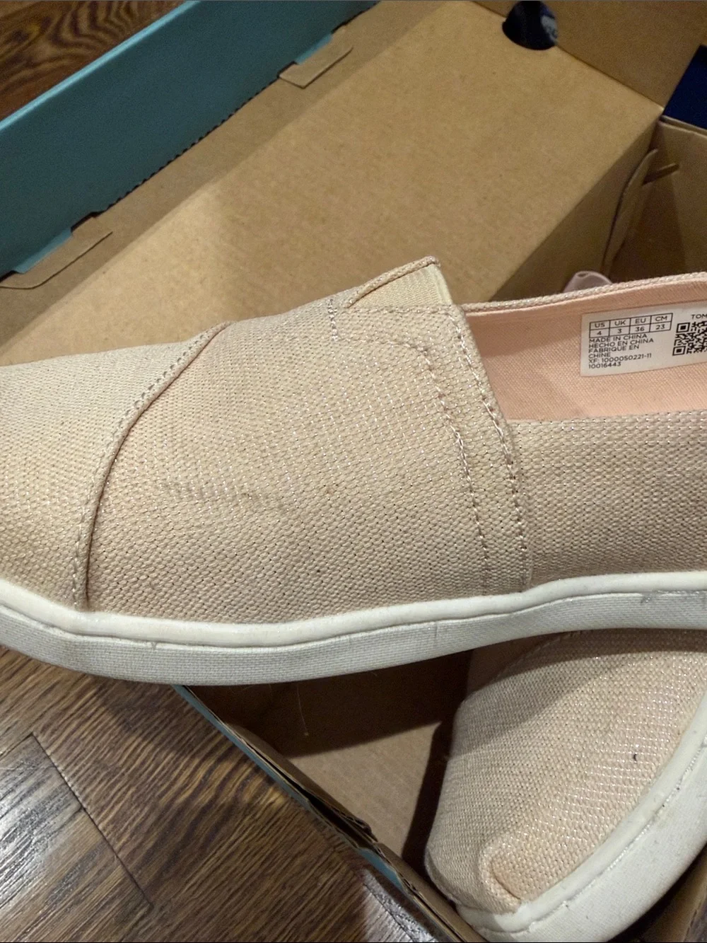 TOMS youth 4 Slip-On Alpargata peony subtle metallic - worn